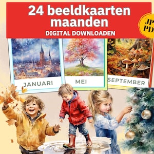 Monate des Jahres Karten Monate Kinder Montessori Monatskarten, Bildkarten Kindergarten Material, Monatskalender Kinder Kita Monate lernen