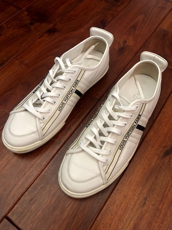 [PRE LOVED] Louis Vuitton Men's Luxembourg Sneakers in White with red  leather lining Size 8US