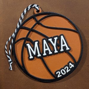 Glowforge | Lightburn | xTool | Basketball | Customizable Christmas Ornament  | Personalized SVG Laser Cut File