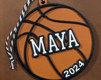 Glowforge | Lightburn | xTool | Basketball | Customizable Christmas Ornament  | Personalized SVG Laser Cut File