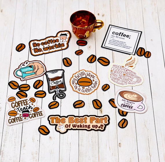 Coffee Stickers Coffee Sticker Pack Waterproof Coffee Etsy