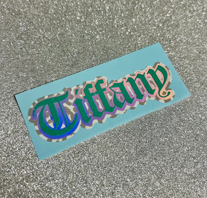 Old English Name Decals Glitter Vinyl Decals Name Decals Etsy