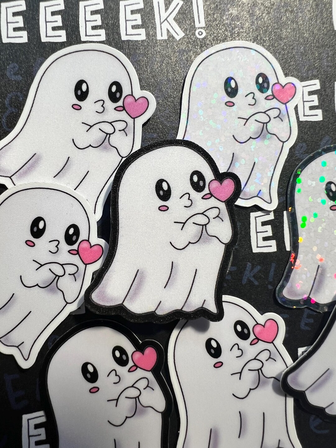 Ghost Sticker While Message Ghost Sticker, Ghost Kiss Stickers, Spooky Sticker, Water Bottle ...