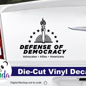 Die-Cut Vinyl Decal Defense of Democracy  - Official Merch. Waterproof Fade-resistant great for laptops, hydro flasks, water bottles, & cars