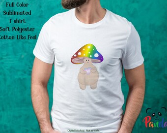 Rainbow Trans Pride Mushroom Person Shirt: LGBTQ Shroomie Art