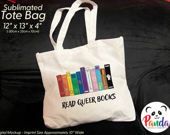 Read Queer Books Tote Bag: LGBT Pride Colors, Original Art