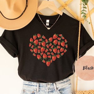 Strawberry Shirt, Summer Tee, Fruit Lover Shirt,Strawberry Garden Shirt Aesthetic Clothing Cottagecore Clothes Botanical Shirt Strawberry