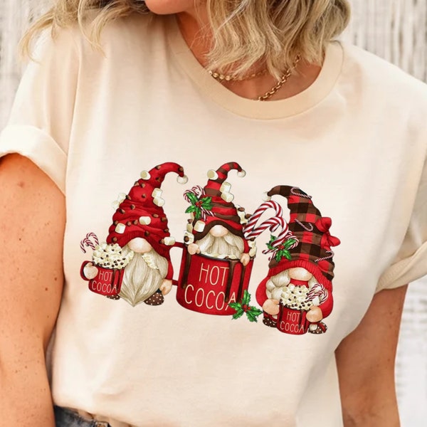 Hot Cocoa Gnomes Christmas Shirt: Festive Holiday Tee