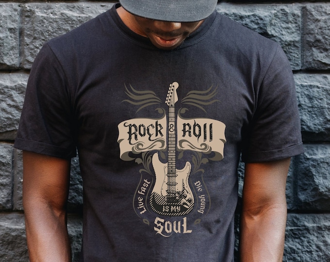 Vintage Rock and Roll Guitar T-Shirt: Music Lover Gift