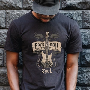 Rock and Roll is My Soul Shirt, Vintage T shirt, Guitar Shirt, Vintage Sweatshirt, Guitar T shirt, Music Gift, Music Teacher Gift, Music Tee