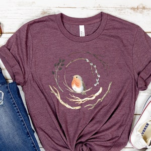Bird Shirt, Bird Nest Tee, Watercolor Bird Branches, Bird Home Tshirt, Bird Cage, Bird Lover Shirt, Nature, Peace, Cute Bird, Gift For Bird image 3