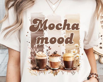 Mocha Mood Shirt: Retro Coffee Lover Tee, Earthy Tones