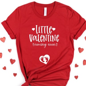 Little Valentine Pregnancy Announcement Shirt , Valentine's Day Pregnancy Reveal, Mommy To Be Shirt, Coming Soon Maternity Tee, Heart Shirt