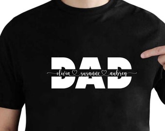 Personalized Dad T-Shirt with Kids Names, Father's Day Gift