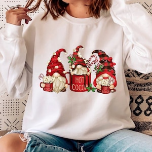 Gnome Sweatshirt, Hot Cocoa Gnome Sweater, Cute Gnomes Sweatshirt, Christmas Sweater, Funny Christmas Sweater, Christmas Gift