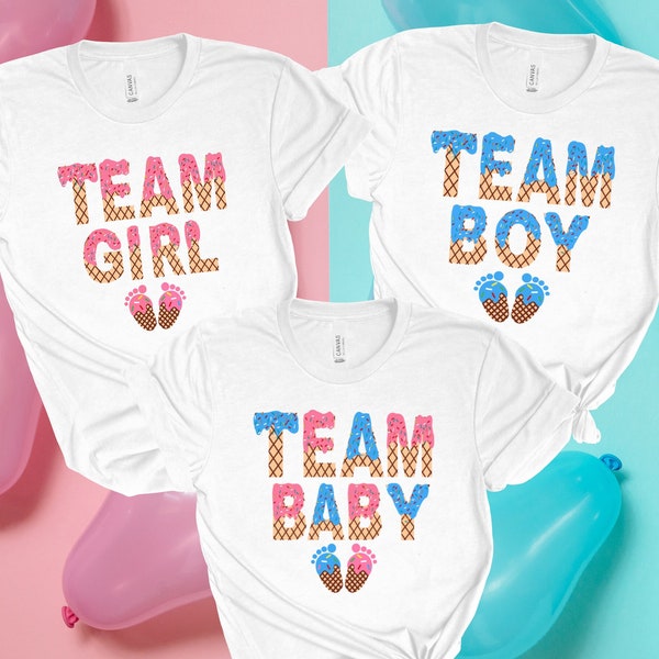 Ice Cream Themed Gender Reveal Party Shirt, Team Girl or Team Boy Feet Shirt, Cute Ice Cream Gender Party, Team Blue, Team Pink, Boy Or Girl
