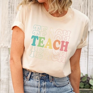 Retro Teach Shirt, Teacher Shirts, Teacher Gift, Teacher Shirt For Women, Teacher Gifts ideas, Elementary School Teacher Shirt, Cute Tee