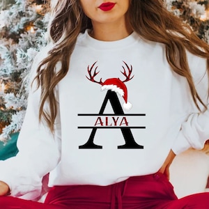 Custom Name Matching Family Christmas Sweatshirts,Personalized Buffalo Plaid Name Sweatshirt,Christmas Sweatshirt,  Holiday Couple Sweaters