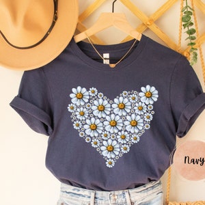 Daisy shirt, Watercolor Daisy Heart Wildflower Shirt,Spring Shirt ,Boho Shirt, Floral t-shirt, Gift for Sister, Women Shirt, Flower Shirt