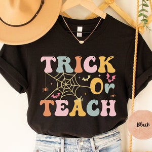 Trick Or Teach Shirt, Halloween Teacher T shirt, Teacher Gifts ideas for Halloween, Retro cute tee elementry school tee ,Teach Shirt