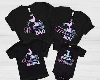 Custom Mermaid Family Birthday Shirts, Mermaid Party Shirts, Matching Family Birthday Shirts, Birthday Girl Matching Shirts, Mermaid Gifts