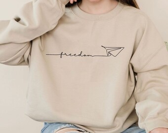 Freedom Paper Airplane Sweatshirt: Minimalist Unisex Sweater