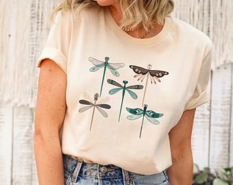 Boho Dragonfly Shirt, Colorful Dragonflies, Peace Tee
