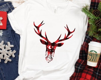 Reindeer Buffalo Plaid Christmas Shirt: Personalized Family Matching