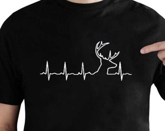 Deer Heartbeat Graphic T-Shirt - Gift for Hunter
