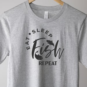 Fishing T-Shirt Eat Sleep Fish Repeat Shirt ,Mens Tshirt, Fathers Day gift bass, Birthday gifts for dad ,Husband Daddy Grandpa Fishing Gift