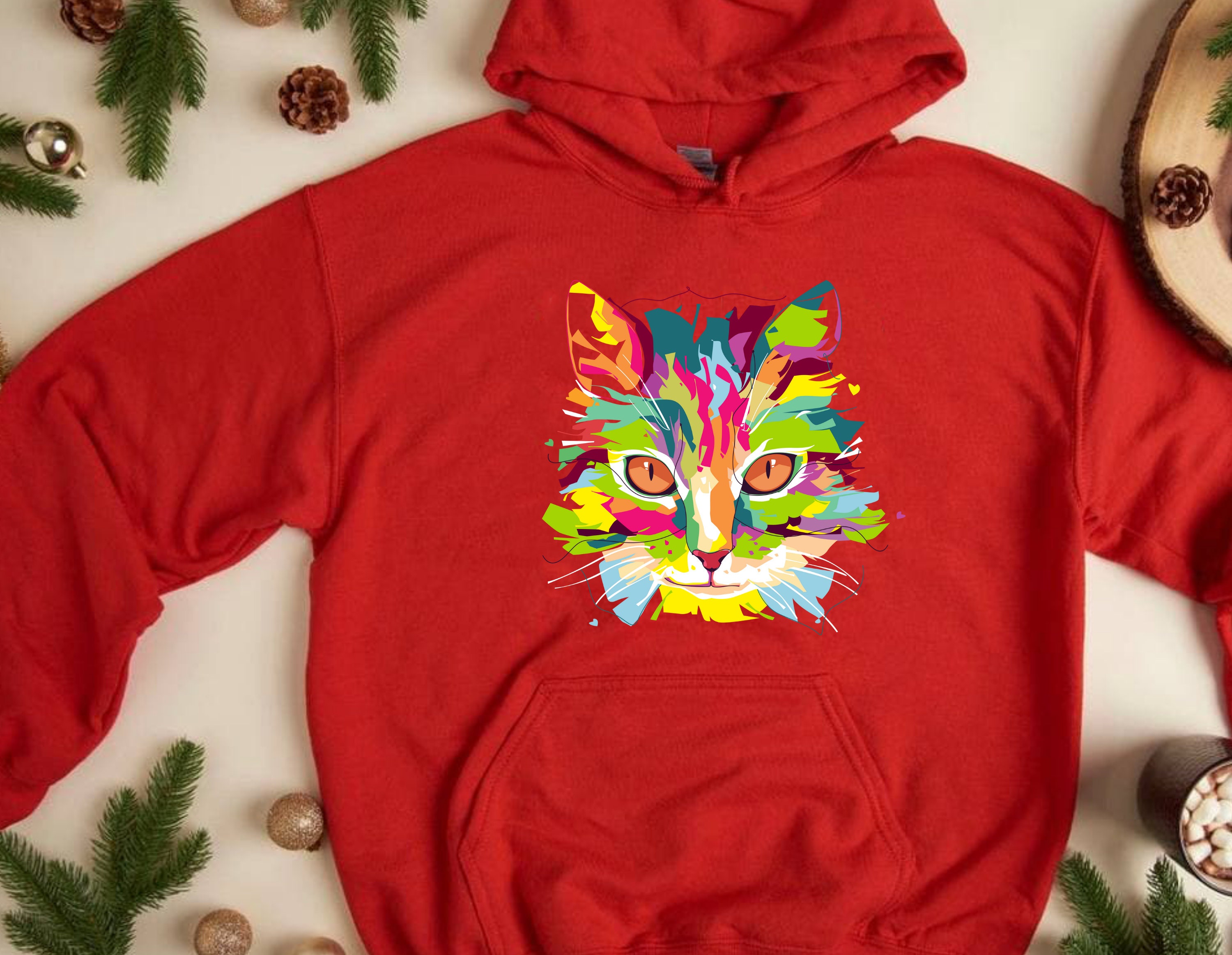 Cat Hoodie Colorful Cat Shirt Cat Ear Hoodie Cat Mom Gift Etsy