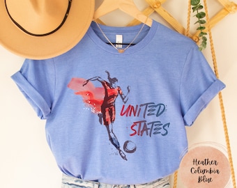 USA Women's Soccer T-Shirt: American Flag Colors, World Cup Support