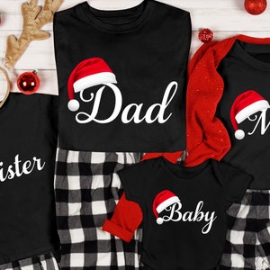 Personalized Name With Santa Hat Christmas Family Shirts,  Custom 2023 Merry Christmas Family Shirt, Christmas Family Matching Shirt, Gift