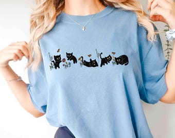 Funny Floral Kitten Comfort Colors Tee - Cat Mom Gift