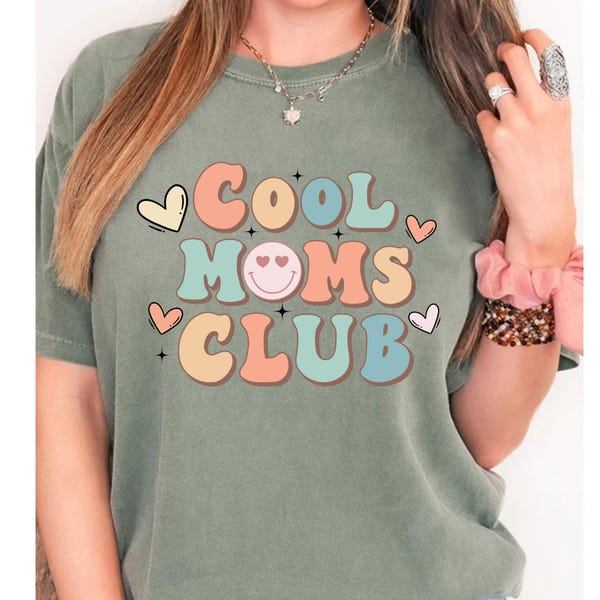 Retro Cool Moms Club Shirt, Comfort Colors Mama Tee