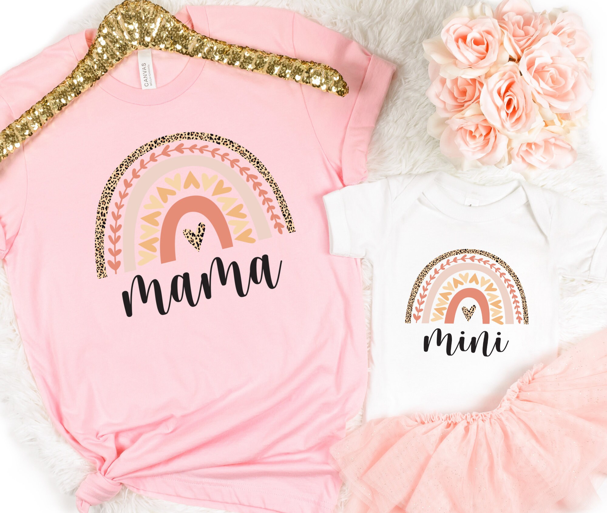 Rainbow Mama Mini Tshirt, Mama and Baby Shirt, Rainbow Mama Shirt, Rainbow Mini Onesie, Mama Mini Matching Shirt, Mama Girl Valentine Outfit