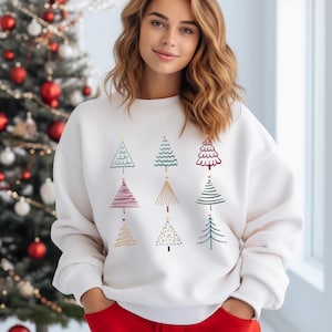 Minimalist Christmas Sweatshirt, Christmas Doodle Tree Shirt, Gift for women and kids, Christmas Kids Sweatshirt, Unique Christmas Gift