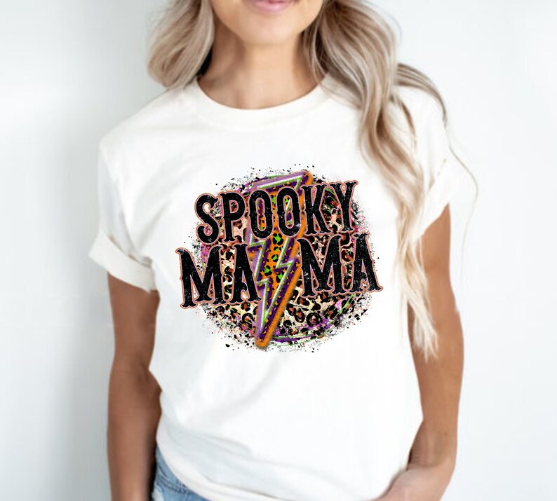 Retro Spooky Mama Shirt: Vintage Halloween Mom T-Shirt image 2