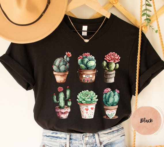 Arizona Cactus Plant With Flower T-Shirt For Women Arizona Cactus Plant With Flower T-Shirt For Women