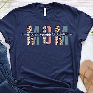Personalized Leopard Print Mom Shirt With Kids Names image 4