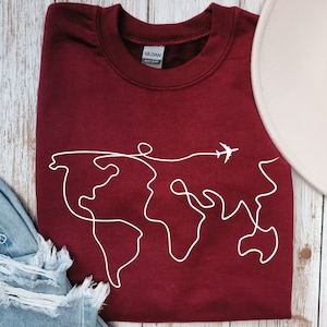 Travel Sweater, Adventure Sweater, World Map Travel Sweatshirt, Unisex Sweatshirt And Hoodie, Road Trip, Traveler Gift, Wanderlust Sweater