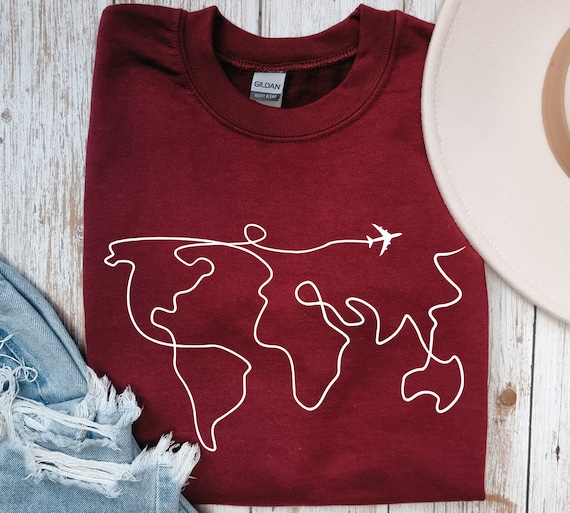 World Map Travel Sweatshirt: Unisex Adventure Sweater