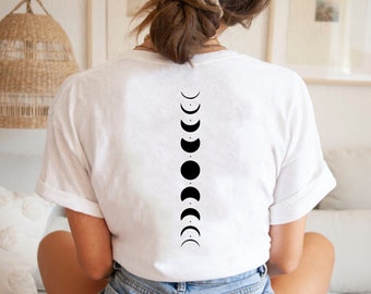 Moon Phases Back Print Shirt: Celestial Space Tee