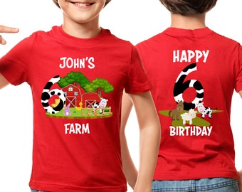 Custom Farm Themed Birthday  Shirt ,Farmers Boy's Birthday Shirt Personalized, Cute Boys Birthday Shirt , Farm Animals Birthday Shirt