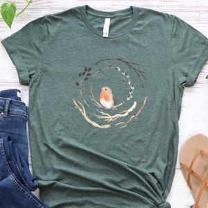 Bird Shirt, Bird Nest Tee, Watercolor Bird Branches, Bird Home Tshirt, Bird Cage, Bird Lover Shirt, Nature, Peace, Cute Bird, Gift For Bird image 4