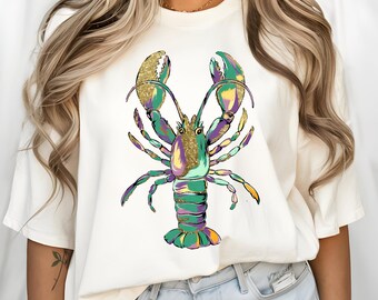 Mardi Gras Crawfish Tee: Louisiana Carnival Fleur De Lis Shirt