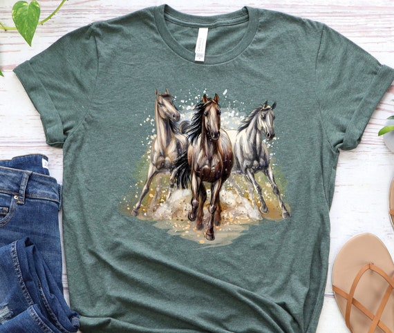 Watercolor Art Galloping Horse Equestrian T-Shirt Watercolor Art Galloping Horse Equestrian T-Shirt