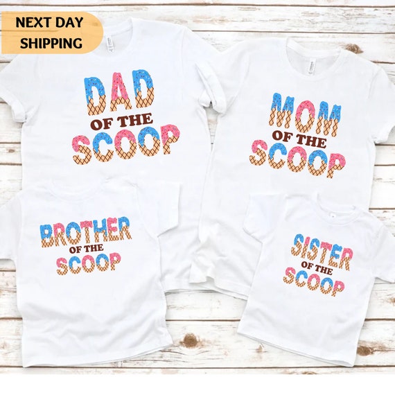 Custom 'Scoop' Gender Reveal Shirts: Ice Cream Family Matching Tees