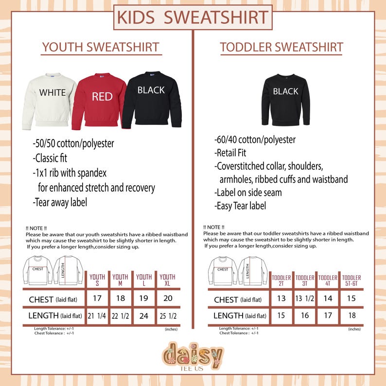 a diagram of a kid's sweater and a toddler's sweater