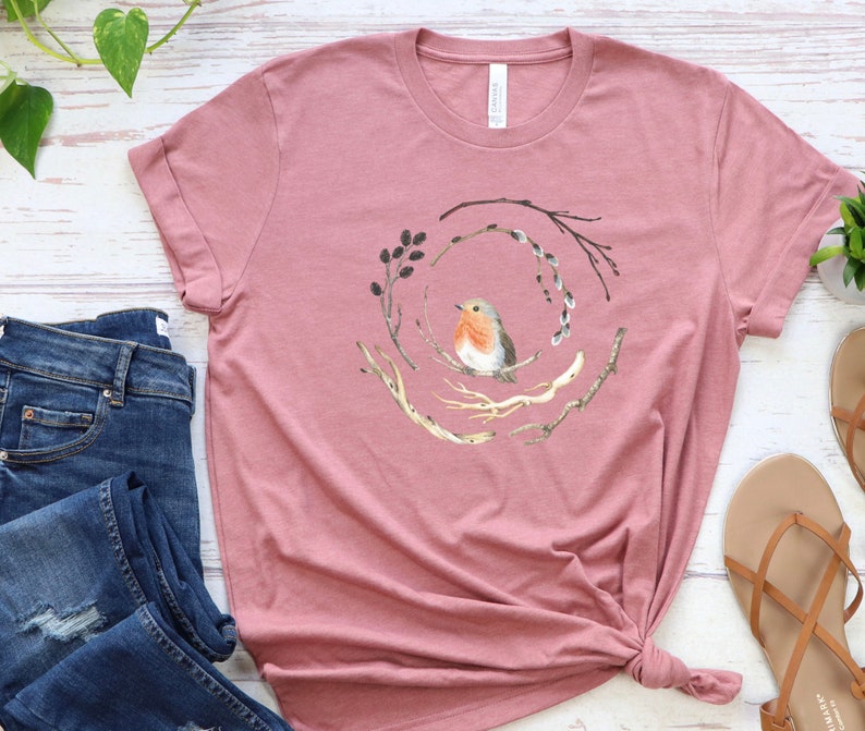 Bird Shirt, Bird Nest Tee, Watercolor Bird Branches, Bird Home Tshirt, Bird Cage, Bird Lover Shirt, Nature, Peace, Cute Bird, Gift For Bird image 5